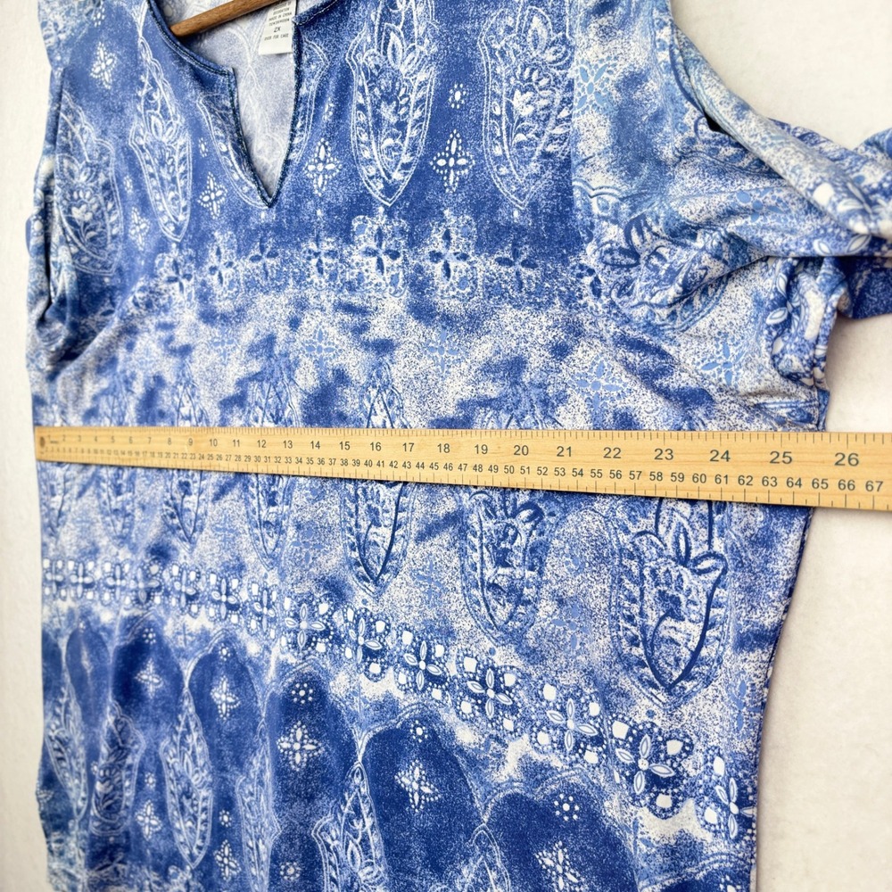 Cathy Daniels Tunic Womens 2X Paisley Split Neck Boho - Picture 9 of 9